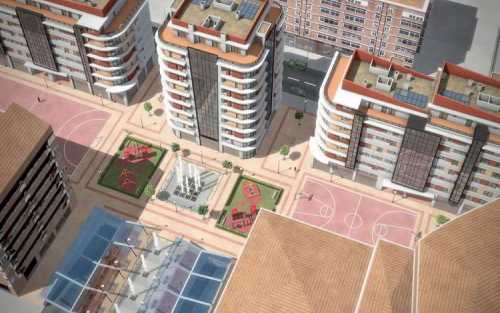Animación 3D de Urbanización Habitax en Burgos - Aérea 1