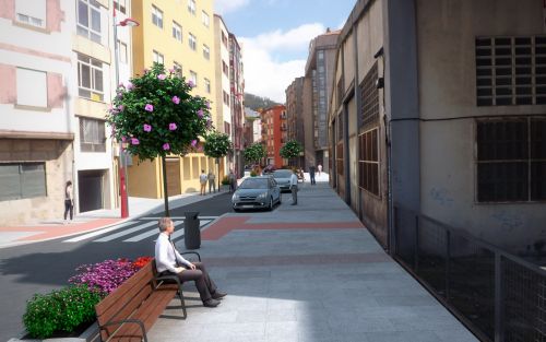 Render Humanización Calle Doctor Corbal en Vigo, Pontevedra - Resultado final