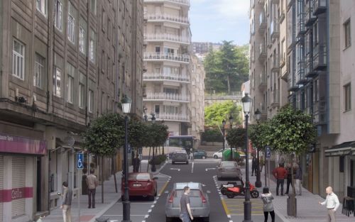 Infografía de Humanización de Rúa Canceleiro en Vigo, Pontevedra - Resultado Final