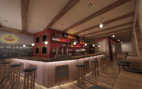 Infografía 3D del Bar 'El Pueblo de la Puebla' - Rústico 1