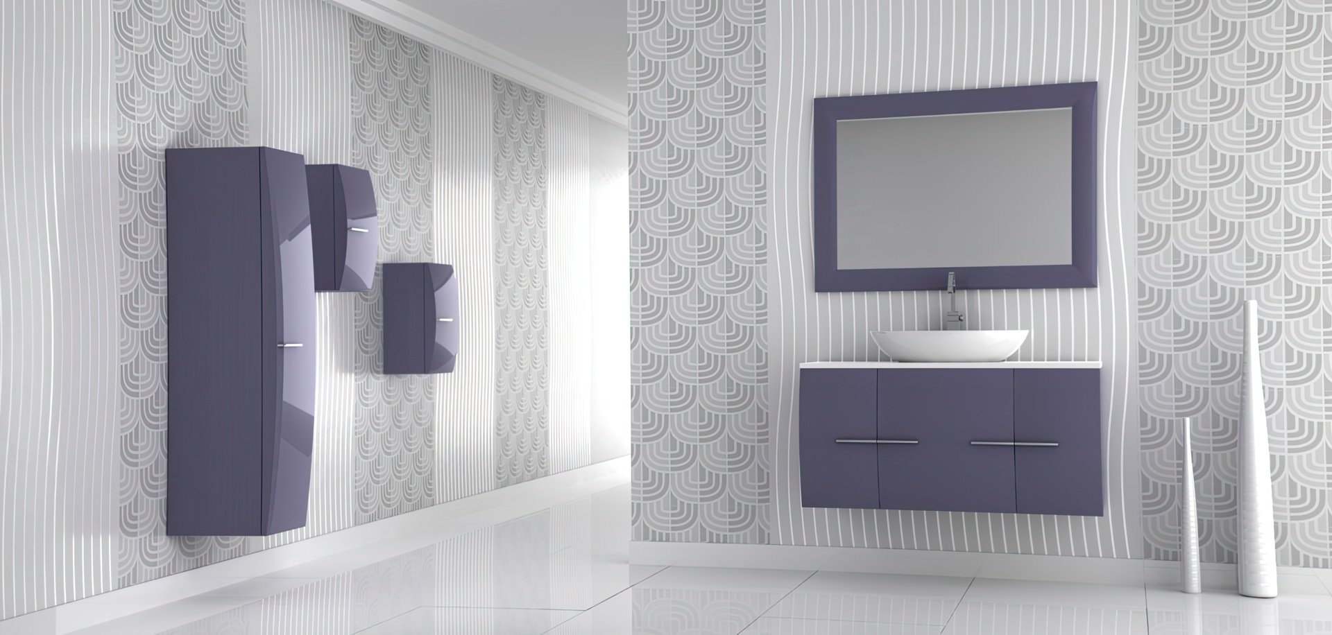 infografía 3D de mobiliario de cuarto de baño